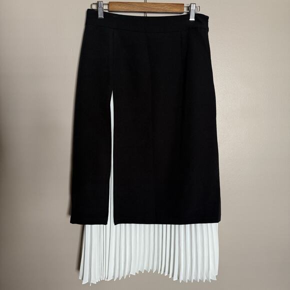 Commence Two Tone Pleated Long Skirt~Black/White~NEW w/Tags~Large - Picture 2 of 14